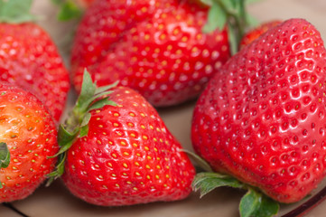 red riped strawberries closeup