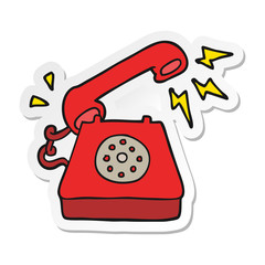 sticker of a cartoon ringing telephone