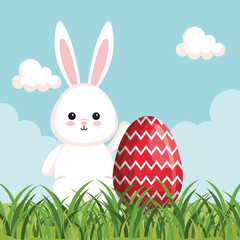 happy rabbit celebration with egg decoration