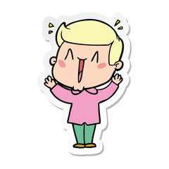 sticker of a cartoon excited man