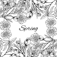 Spring gift card template. Decoration element. Celebration decor. Hand drawn style. Vector art.