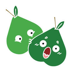 flat color retro cartoon pears