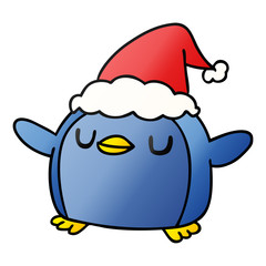 christmas gradient cartoon of kawaii penguin