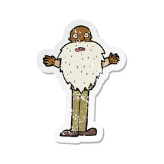 retro distressed sticker of a cartoon bearded old man