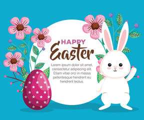 eater card celebration with rabbit and egg decoration