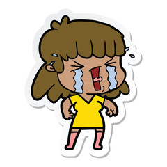 sticker of a cartoon woman in tears