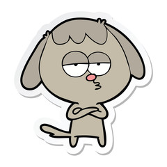 sticker of a cartoon bored dog
