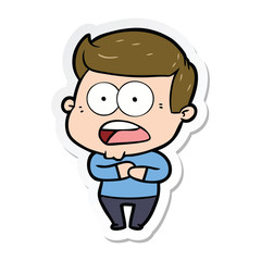 sticker of a cartoon shocked man