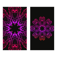 Vintage Invitation Or Wedding Card. Vector Illustatration. The Front And Rear Side. Black purple color