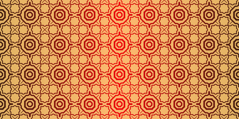 Geometric Pattern, Lace Geometric Ornament. Ethnic Ornament. Vector Illustration. For Greeting Cards, Invitations, Cover Book, Fabric, Scrapbooks. Sunrise red color