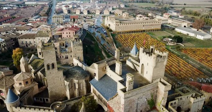 Towers of castle Palacio Real de Olite. Spain