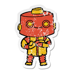 Naklejka premium distressed sticker of a cartoon robot