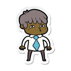 sticker of a cartoon curious man