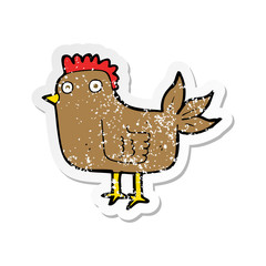 retro distressed sticker of a cartoon hen