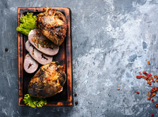 Slices of pork heart