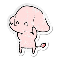 distressed sticker of a cute cartoon elephant