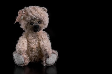 Bear toy on a black background
