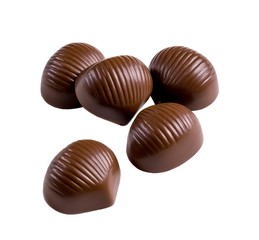 Chocolate candies on a white background