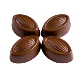 Chocolate candies on a white background