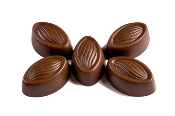 Chocolate candies on a white background