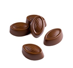 Chocolate candies on a white background