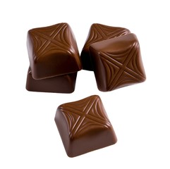 Chocolate candies on a white background