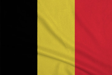 Flag of the Belgium from the factory knitted fabric. Backgrounds and Textures