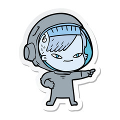 sticker of a cartoon astronaut woman