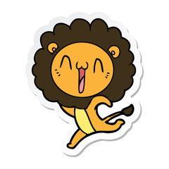 sticker of a happy cartoon lion