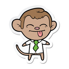 sticker of a funny cartoon monkey wearing shirt and tie