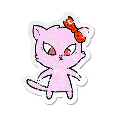 distressed sticker of a cartoon cat