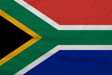 Flag of the South Africa from the factory knitted fabric. Backgrounds and Textures