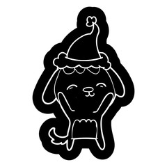 happy cartoon icon of a dog wearing santa hat