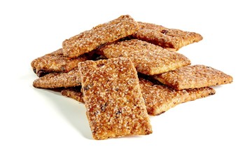 Raisin cookies on white background
