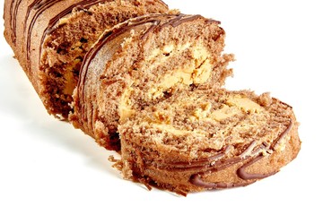 Cream roll on a white background