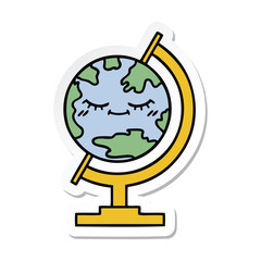 sticker of a cute cartoon globe of the world