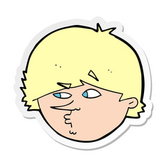 sticker of a cartoon suspicious man