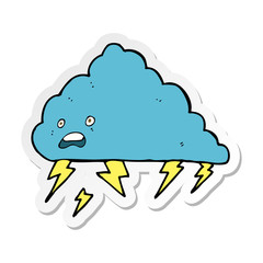 sticker of a cartoon thundercloud