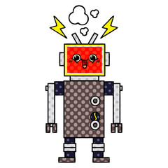 comic book style cartoon happy robot