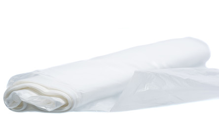 Food packaging folded transparent bag on a white background