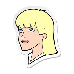 sticker of a cartoon serious woman
