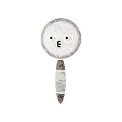 retro illustration style cartoon magnifying glass