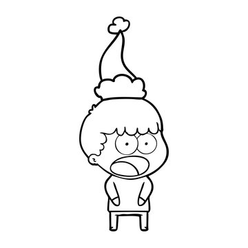 recommend clip art: line drawing of a shocked man wearing santa hat