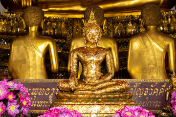 The golden Buddha statue is located in the church
