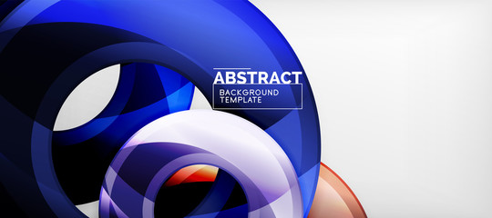 Modern geometric circles abstract background, colorful round shapes with shadow effects