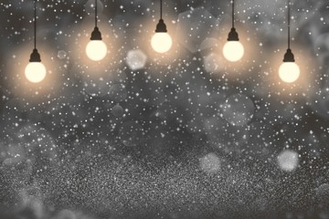 Obraz na płótnie Canvas orange pretty shiny glitter lights defocused light bulbs bokeh abstract background with sparks fly, celebratory mockup texture with blank space for your content