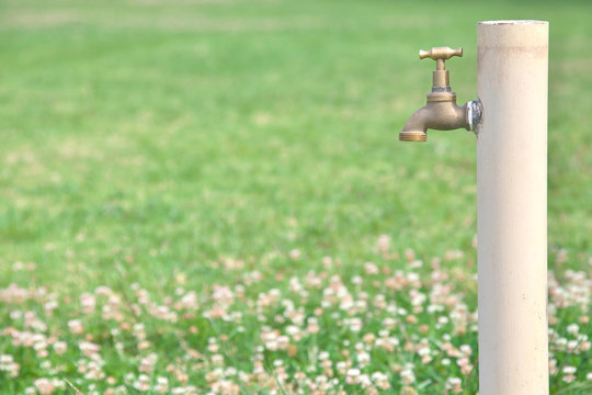 outdoor garden water faucet or tap