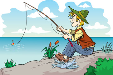 Fisherman cartoon character