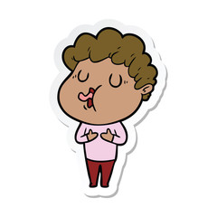 sticker of a cartoon man singing
