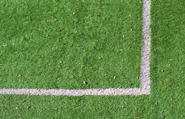 Corner line of grass sports field